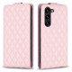 For Samsung Galaxy S24+ 5G Diamond Lattice Vertical Flip Leather Phone Case(Pink)