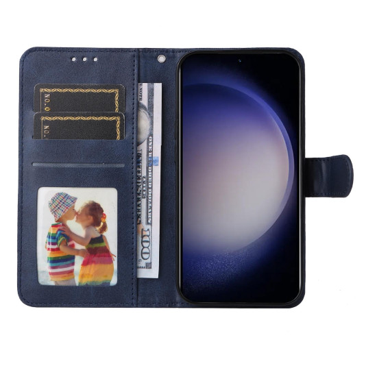 For Samsung Galaxy S24+ Classic Calf Texture Flip Leather Phone Case(Blue)