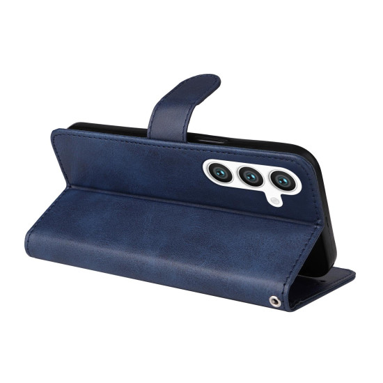 For Samsung Galaxy S24+ Classic Calf Texture Flip Leather Phone Case(Blue)