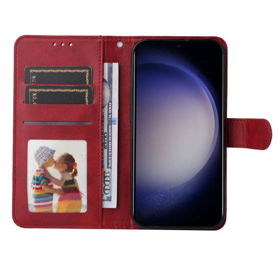 For Samsung Galaxy S24+ Classic Calf Texture Flip Leather Phone Case(Red)