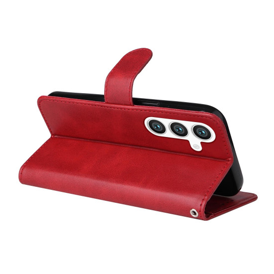 For Samsung Galaxy S24+ Classic Calf Texture Flip Leather Phone Case(Red)