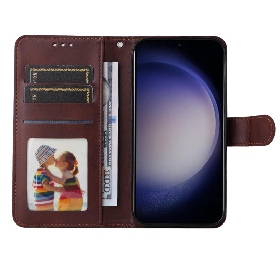 For Samsung Galaxy S24+ Classic Calf Texture Flip Leather Phone Case(Brown)
