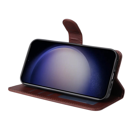 For Samsung Galaxy S24+ Classic Calf Texture Flip Leather Phone Case(Brown)
