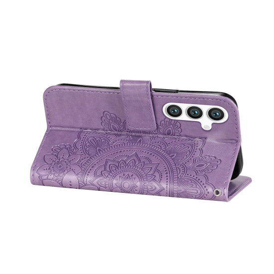 For Samsung Galaxy S24+ 7-petal Flowers Embossing Leather Phone Case(Light Purple)