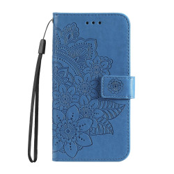 For Samsung Galaxy S24+ 7-petal Flowers Embossing Leather Phone Case(Blue)