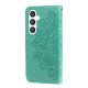 For Samsung Galaxy S24+ 7-petal Flowers Embossing Leather Phone Case(Green)