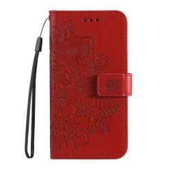 For Samsung Galaxy S24+ 7-petal Flowers Embossing Leather Phone Case(Red)