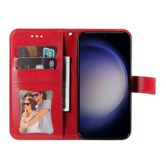 For Samsung Galaxy S24+ 7-petal Flowers Embossing Leather Phone Case(Red)