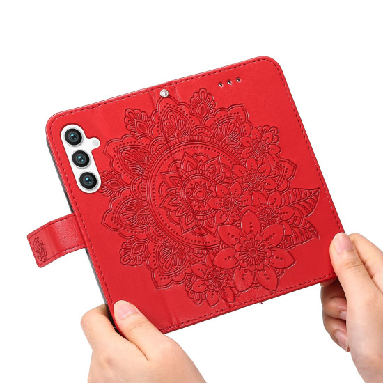 For Samsung Galaxy S24+ 7-petal Flowers Embossing Leather Phone Case(Red)