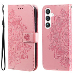 For Samsung Galaxy S24+ 7-petal Flowers Embossing Leather Phone Case(Rose Gold)