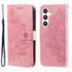 For Samsung Galaxy S24+ 7-petal Flowers Embossing Leather Phone Case(Rose Gold)