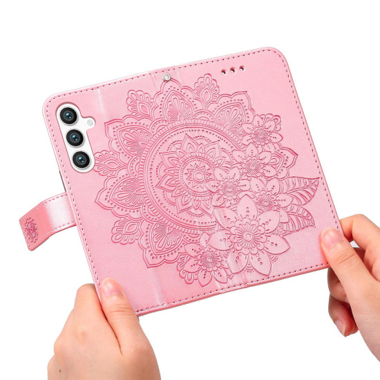For Samsung Galaxy S24+ 7-petal Flowers Embossing Leather Phone Case(Rose Gold)