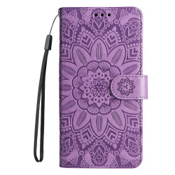 For Samsung Galaxy S24+ Embossed Sunflower Leather Phone Case(Purple)