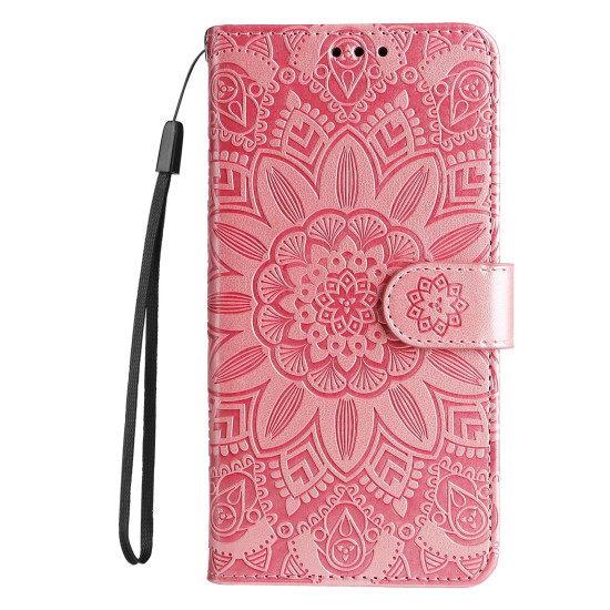 For Samsung Galaxy S24+ Embossed Sunflower Leather Phone Case(Rose Gold)
