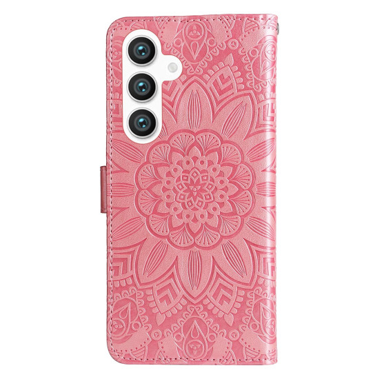For Samsung Galaxy S24+ Embossed Sunflower Leather Phone Case(Rose Gold)