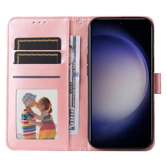 For Samsung Galaxy S24+ Embossed Sunflower Leather Phone Case(Rose Gold)