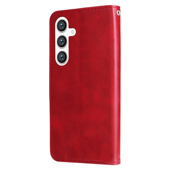For Samsung Galaxy S24+ Fashion Calf Texture Zipper Leather Phone Case(Red)