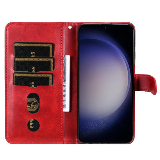 For Samsung Galaxy S24+ Fashion Calf Texture Zipper Leather Phone Case(Red)
