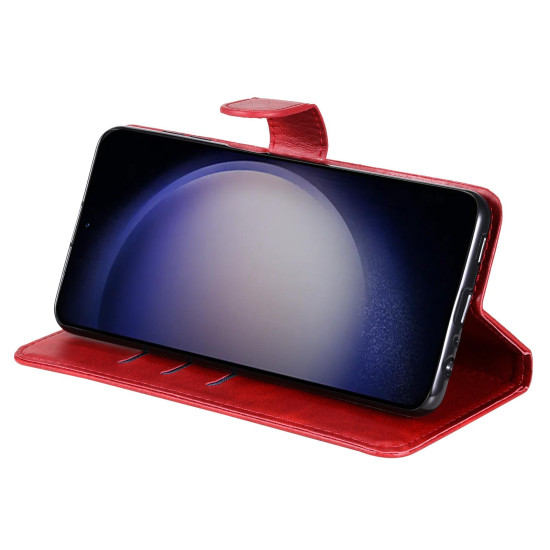 For Samsung Galaxy S24+ Fashion Calf Texture Zipper Leather Phone Case(Red)