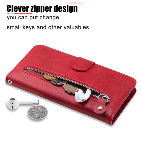 For Samsung Galaxy S24+ Fashion Calf Texture Zipper Leather Phone Case(Red)