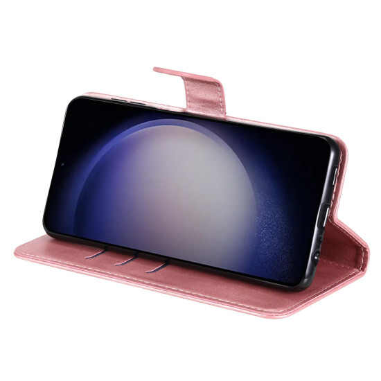 For Samsung Galaxy S24+ Fashion Calf Texture Zipper Leather Phone Case(Rose Gold)