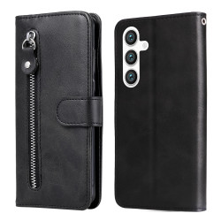 For Samsung Galaxy S24+ Fashion Calf Texture Zipper Leather Phone Case(Black)