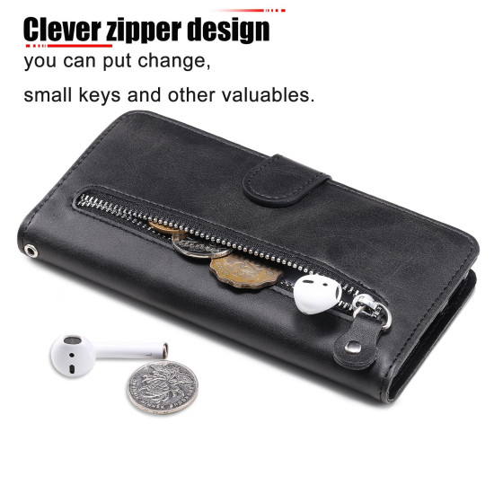 For Samsung Galaxy S24+ Fashion Calf Texture Zipper Leather Phone Case(Black)