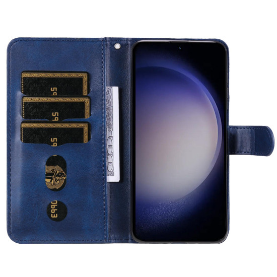 For Samsung Galaxy S24+ Fashion Calf Texture Zipper Leather Phone Case(Blue)