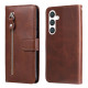 For Samsung Galaxy S24+ Fashion Calf Texture Zipper Leather Phone Case(Brown)