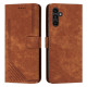 For Samsung Galaxy S24+ Skin Feel Stripe Pattern Leather Phone Case with Long Lanyard(Brown)