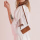 For Samsung Galaxy S24+ Skin Feel Stripe Pattern Leather Phone Case with Long Lanyard(Brown)