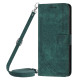 For Samsung Galaxy S24+ Skin Feel Stripe Pattern Leather Phone Case with Long Lanyard(Green)