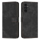 For Samsung Galaxy S24+ Skin Feel Stripe Pattern Leather Phone Case with Long Lanyard(Black)