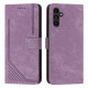 For Samsung Galaxy S24+ Skin Feel Stripe Pattern Leather Phone Case with Long Lanyard(Purple)