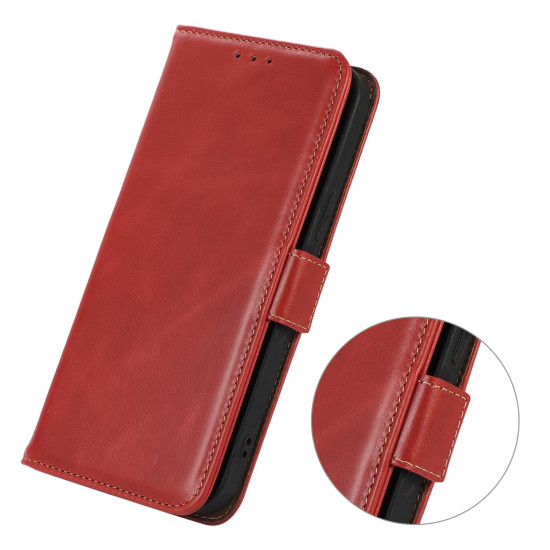 For Samsung Galaxy S24+ Crazy Horse Top Layer Cowhide Leather Phone Case(Red)