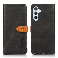 For Samsung Galaxy S24+ 5G KHAZNEH Dual-color Cowhide Texture Flip Leather Phone Case(Black)