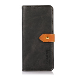 For Samsung Galaxy S24+ 5G KHAZNEH Dual-color Cowhide Texture Flip Leather Phone Case(Black)