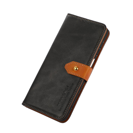 For Samsung Galaxy S24+ 5G KHAZNEH Dual-color Cowhide Texture Flip Leather Phone Case(Black)