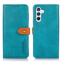 For Samsung Galaxy S24+ 5G KHAZNEH Dual-color Cowhide Texture Flip Leather Phone Case(Blue)