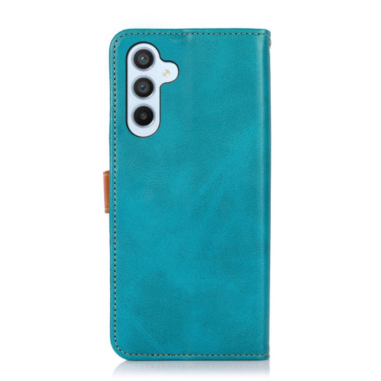 For Samsung Galaxy S24+ 5G KHAZNEH Dual-color Cowhide Texture Flip Leather Phone Case(Blue)