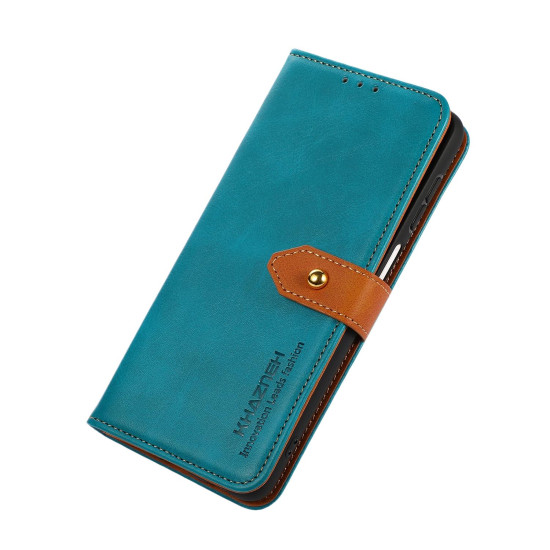 For Samsung Galaxy S24+ 5G KHAZNEH Dual-color Cowhide Texture Flip Leather Phone Case(Blue)