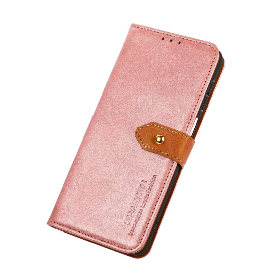 For Samsung Galaxy S24+ 5G KHAZNEH Dual-color Cowhide Texture Flip Leather Phone Case(Rose Gold)