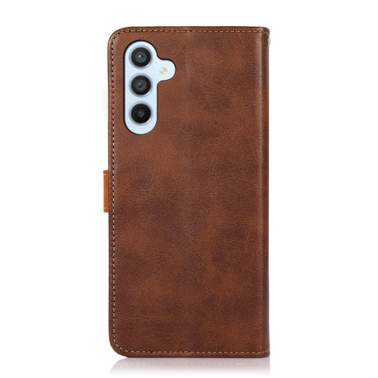 For Samsung Galaxy S24+ 5G KHAZNEH Dual-color Cowhide Texture Flip Leather Phone Case(Brown)