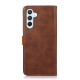 For Samsung Galaxy S24+ 5G KHAZNEH Dual-color Cowhide Texture Flip Leather Phone Case(Brown)