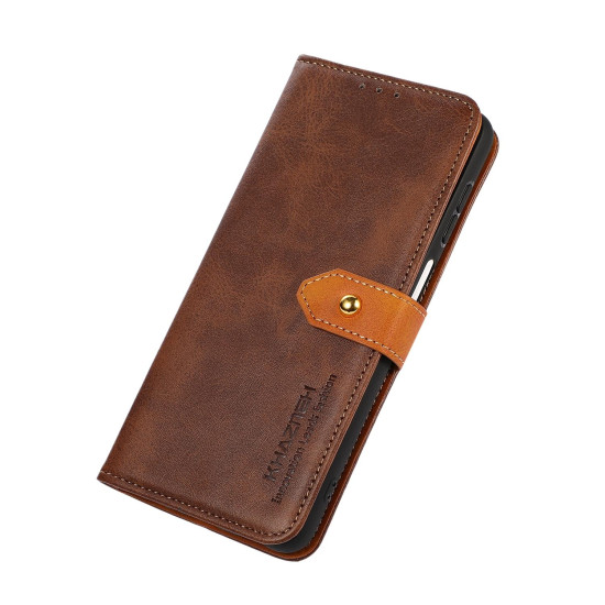 For Samsung Galaxy S24+ 5G KHAZNEH Dual-color Cowhide Texture Flip Leather Phone Case(Brown)