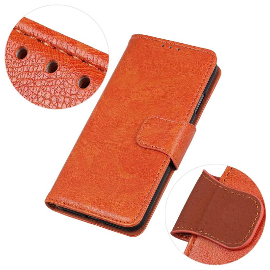 For Samsung Galaxy S24+ 5G Nappa Texture Leather Phone Case(Orange)