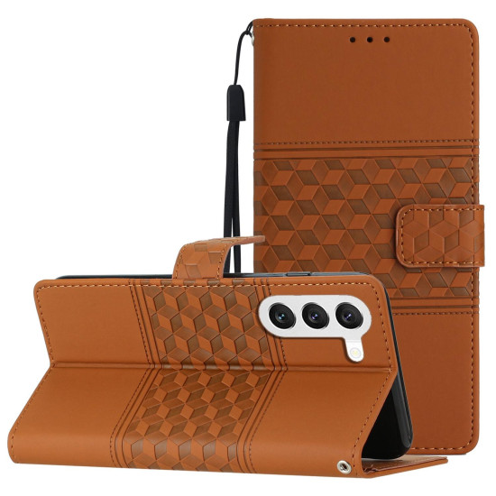 For Samsung Galaxy S24+ 5G Diamond Embossed Skin Feel Leather Phone Case(Brown)