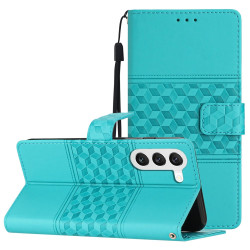 For Samsung Galaxy S24+ 5G Diamond Embossed Skin Feel Leather Phone Case(Blue)