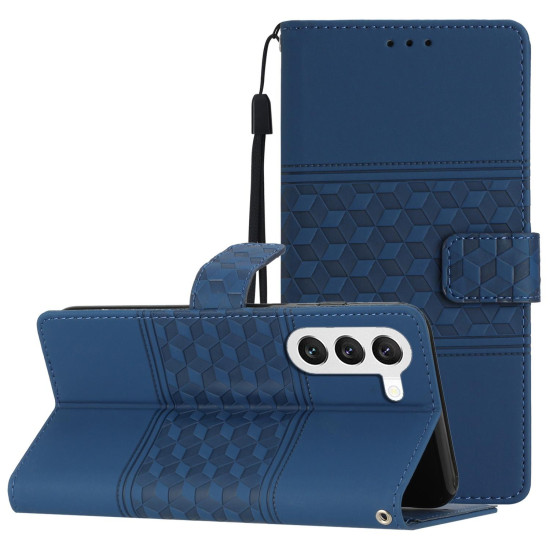 For Samsung Galaxy S24+ 5G Diamond Embossed Skin Feel Leather Phone Case(Dark Blue)