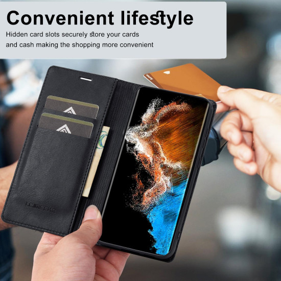 For Samsung Galaxy S24+ LC.IMEEKE RFID Anti-theft Leather Phone Case(Black)